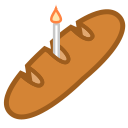 Cartoony baguette with a small candle onto it