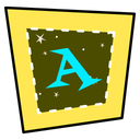 Yellow jagged square with the letter "A" in its center