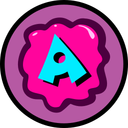 Pink circle with an "A" in the center