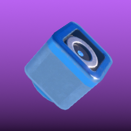 The camera object hider tool being a small grey box with a blue top