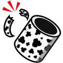 Mug with a cow pattern having a broken handle