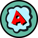 Teal circle with an "A" in the center