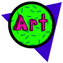 Green circle with a pink "Art" text in its center