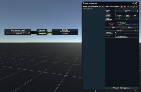 Simple flux example of GetSlot on an empty object having a single ObjectRoot component.