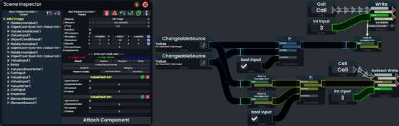 The two methods of conditionally writing to an IValue reference (in this case, a ValueField value) using the Field As Variable node. The top method is much more performant if the conditional does not change often.