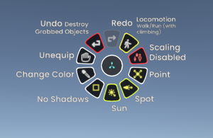 The light tool opened to the radial menu, showing the light settings options