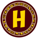 Spiky circle with the letter "H" in its center