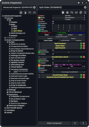 Front view of a custom scene inspector