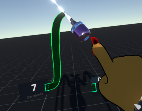 A user holding a ProtoFlux tool and a wire is stuck on it. A Feven node is in the background.