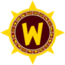 Spiky circle with the letter "W" in its center