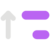 White arrow pointing up with two purple lines on its side