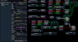 The inspector from before with two ValueFields on it as well. A ProtoFlux chain of two references--the first ValueField and its Value--each going into a RefID, string remove the first 2 characters, then parsing each as a ulong and subtracting the field from the component is shown. This gets the offset of the field and component and stores it in a ulong data model store on oad. This is then used to add and cast back the 2nd ValueField's Value without having a direct reference to the Value field on the ValueField.