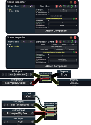 An example of using the Dynamic Variable Read and Write nodes.