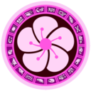 Pink circle with a lotus flower in its center