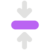 Two white arrows pointing to a purple line from above and below