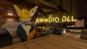 Frooxius and Cyro hosting a The Resonance episode. Frooxius is introducing Awwdio in the screenshot. This screenshot was taken during The Resonance episode 14.