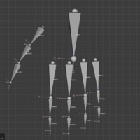 blender window showing a sample hand bone rig with each individual fingers