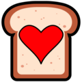 Piece of bread with a heart in its center