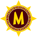 Spiky circle with the letter "M" in its center